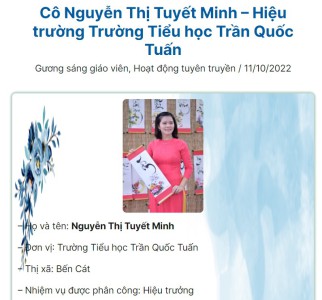 Cô Nguyễn Thị Tuyết Minh  Hiệu trưởng Trần Quốc Tuấn